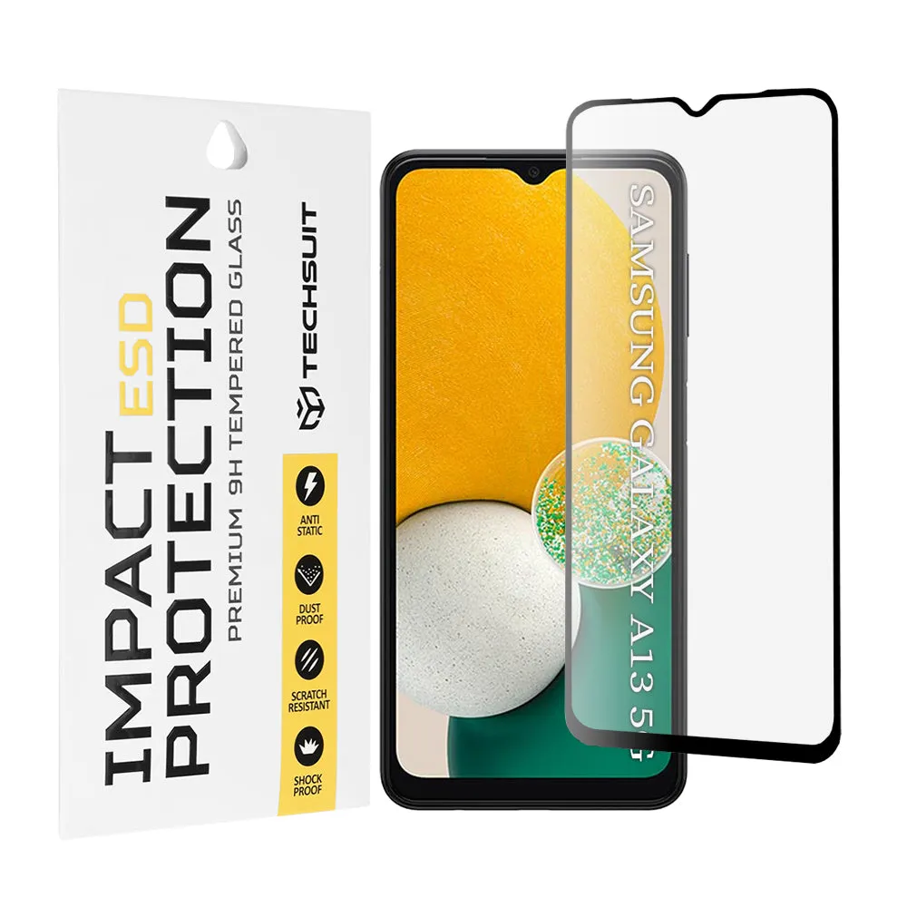 Pellicola protettiva per schermo Techsuit per Samsung Galaxy A04 A045 / A04s A047 / A13 5G A136, Vetro temperato, Full Glue, Nero - immagine 1
