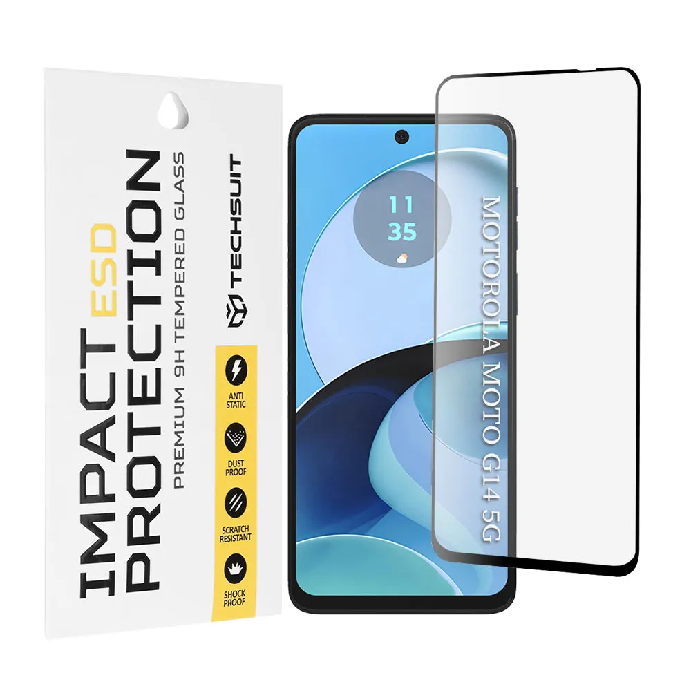 Pellicola protettiva per schermo Techsuit per Motorola Moto G64 / G54 Power Edition / G14 / G54, Vetro temperato, Full Glue, Nero - immagine 1