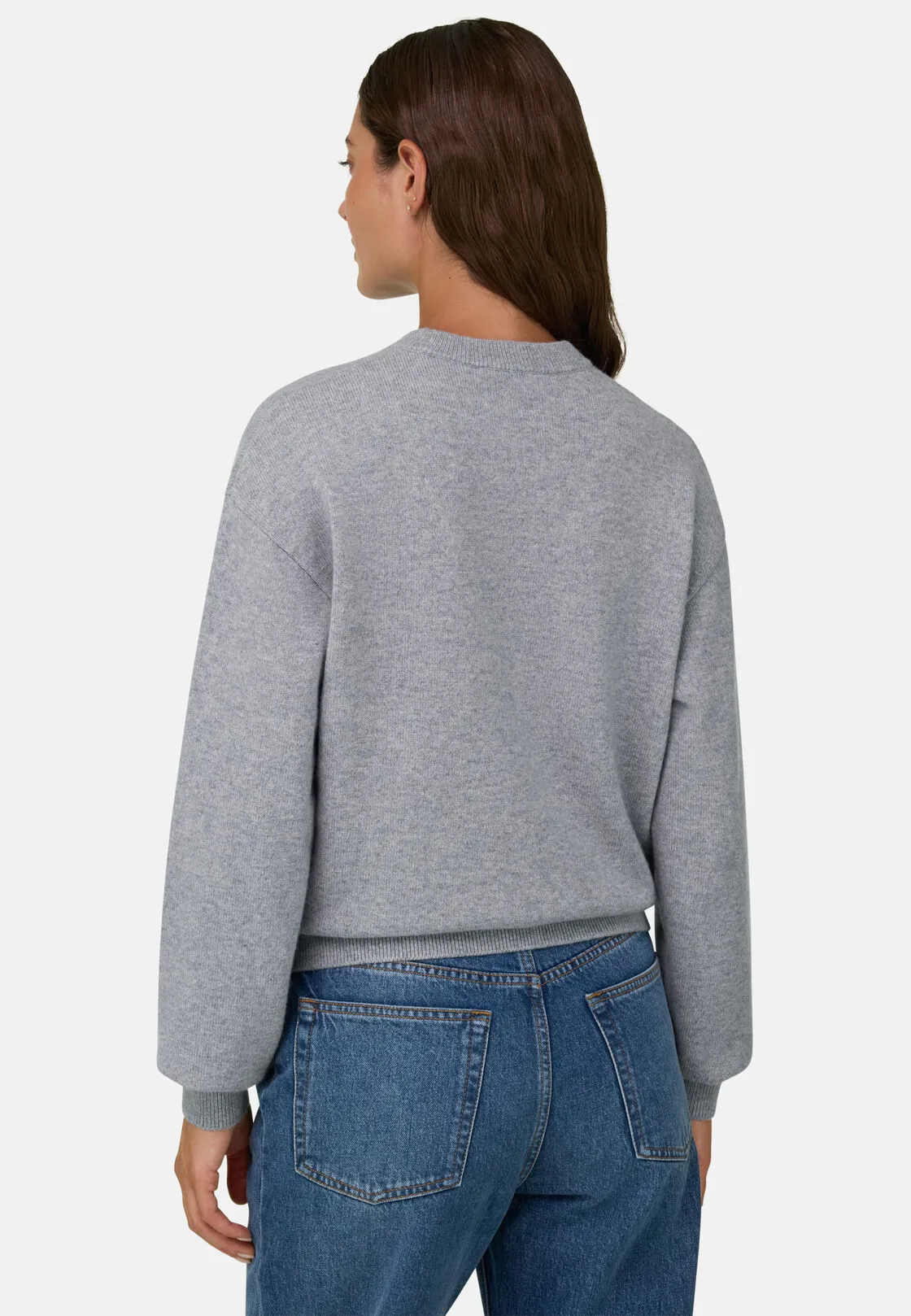 Boggi, Girocollo In Maglia Lana E Cashmere, Donna, Grigio, Taglia: M - immagine 4