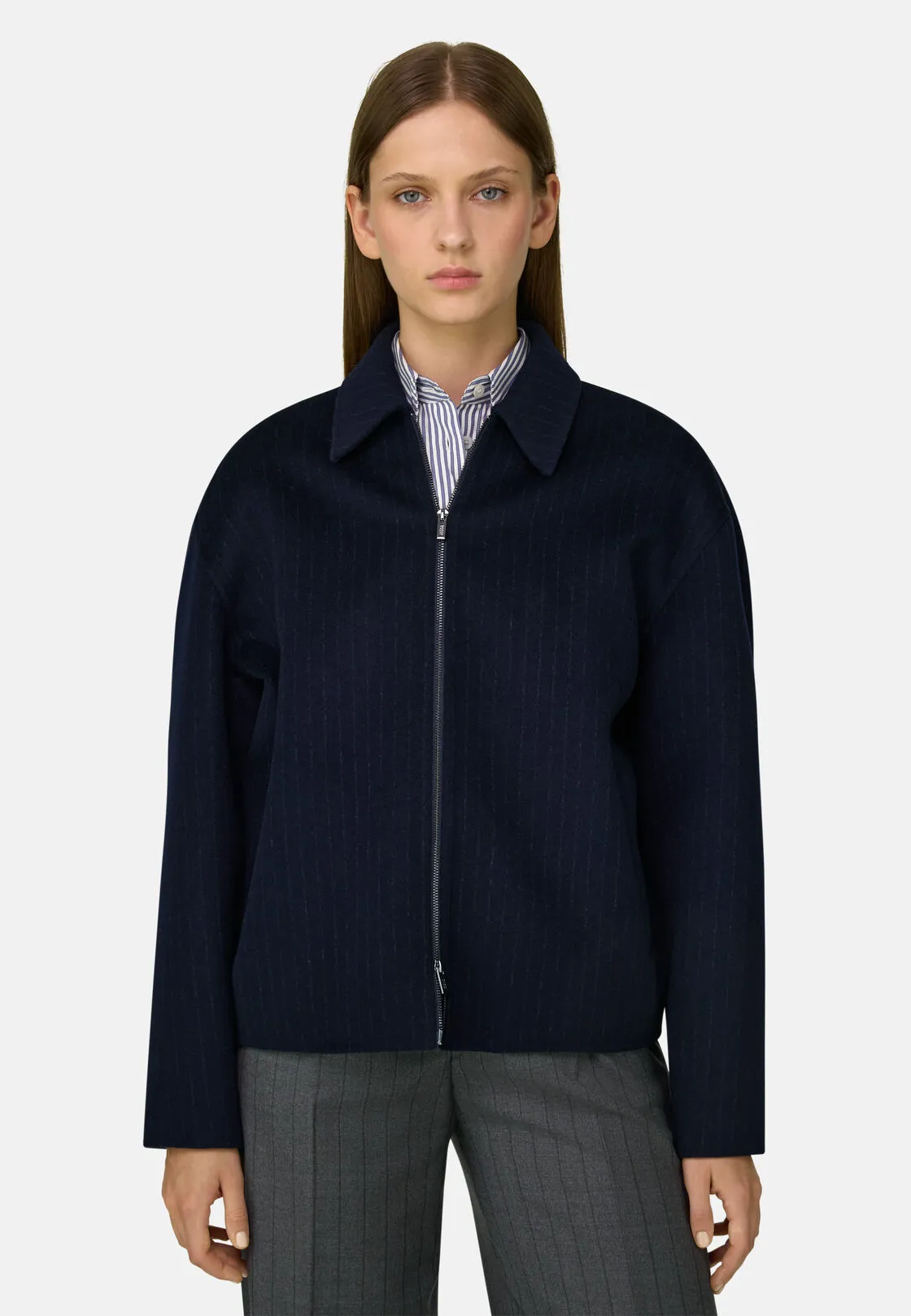 Boggi, Giacca In Lana Gessata, Donna, Navy, Taglia: M - immagine 1