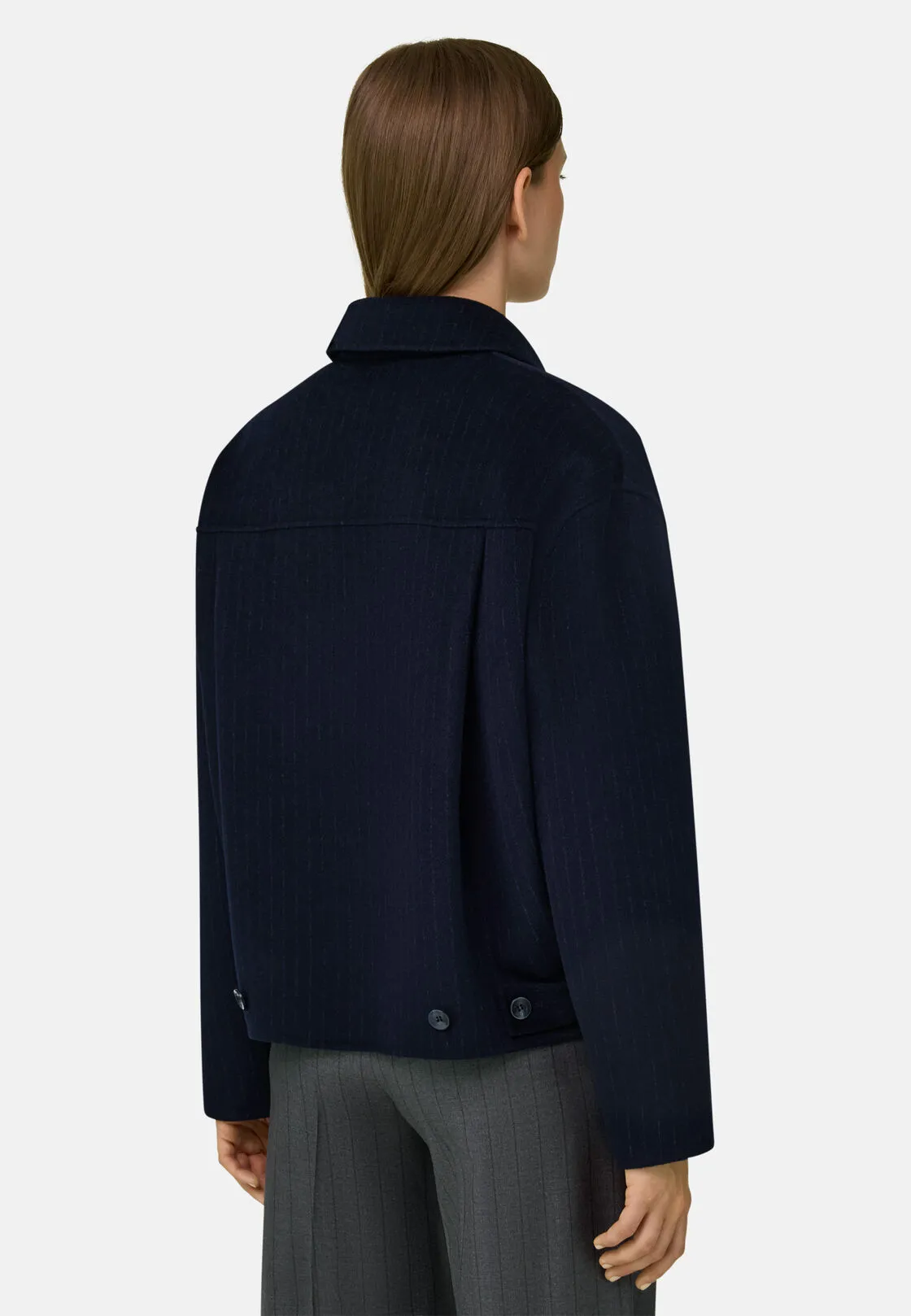 Boggi, Giacca In Lana Gessata, Donna, Navy, Taglia: M - immagine 4