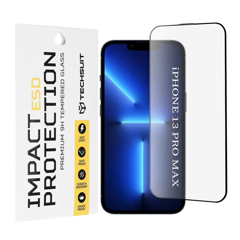 Pellicola protettiva per schermo Techsuit per Apple iPhone 13 Pro Max, Vetro temperato, Full Glue, Nero - immagine 1