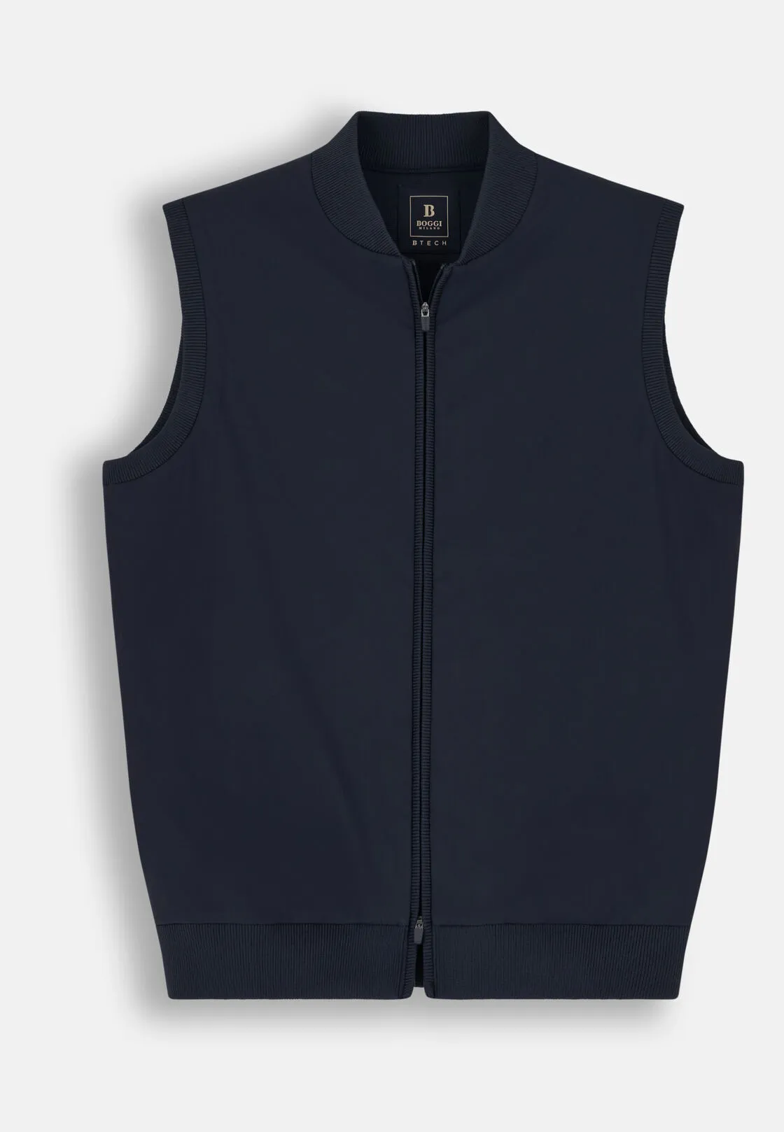 Boggi, Gilet Navy In Maglia Riciclata E Jersey Tecnico, Uomo, Navy, Taglia: L - immagine 5