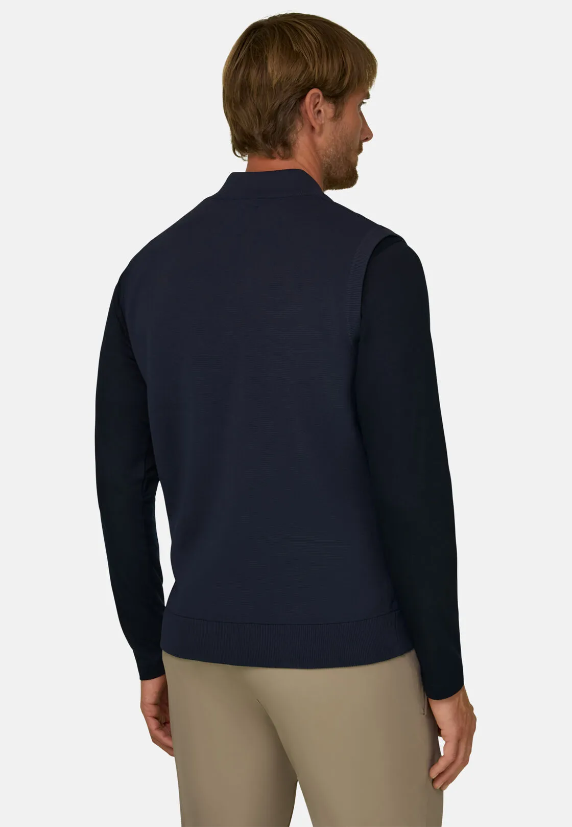 Boggi, Gilet Navy In Maglia Riciclata E Jersey Tecnico, Uomo, Navy, Taglia: M - immagine 4