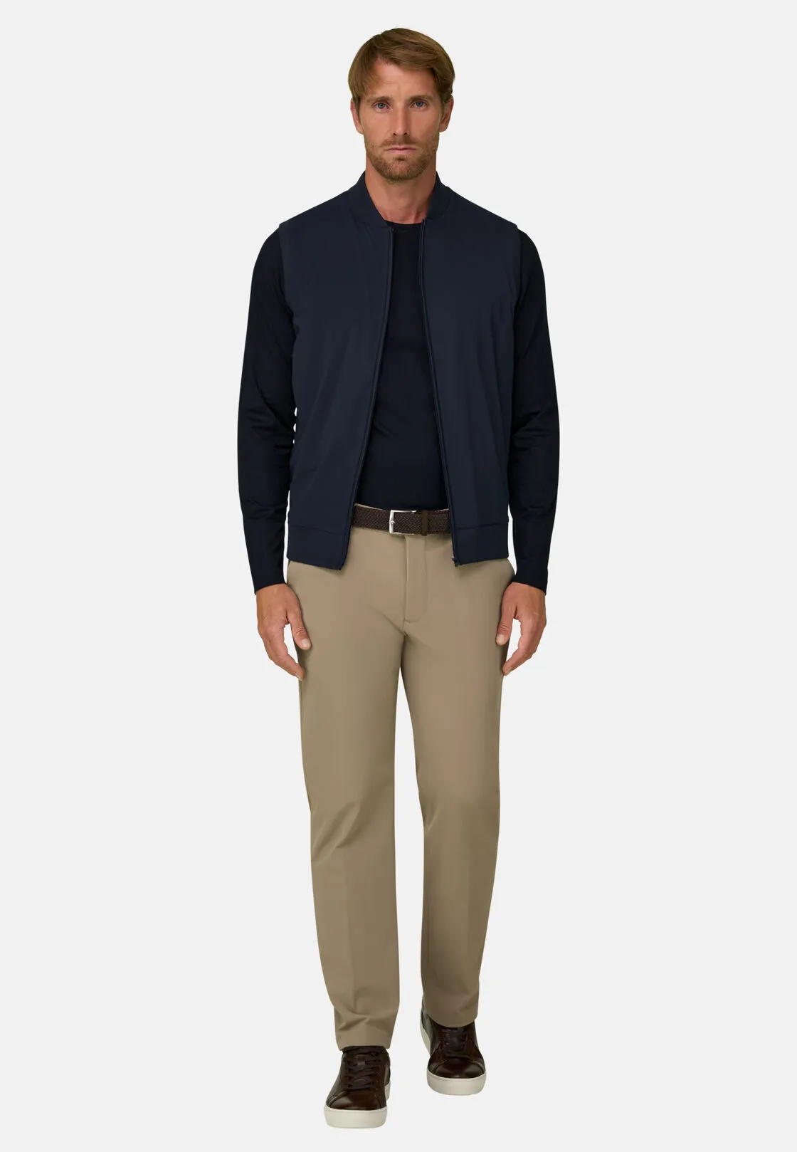 Boggi, Gilet Navy In Maglia Riciclata E Jersey Tecnico, Uomo, Navy, Taglia: S - immagine 2