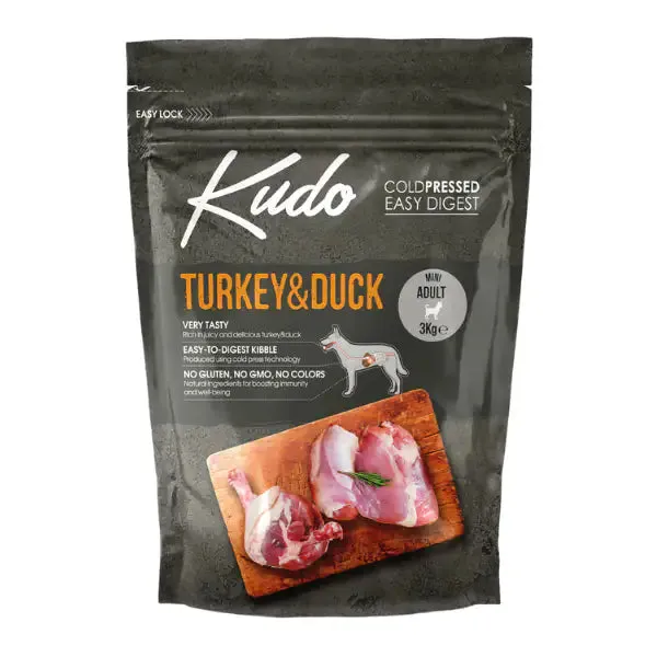 Kudo Low Grain Adult Mini Tacchino e Anatra 3 kg - Croccantini per cani - immagine 1