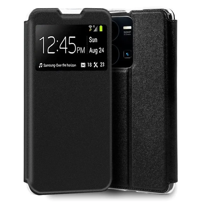 Fantastica custodia nera con flip cover per Vivo Y22s / Y35 - immagine 1