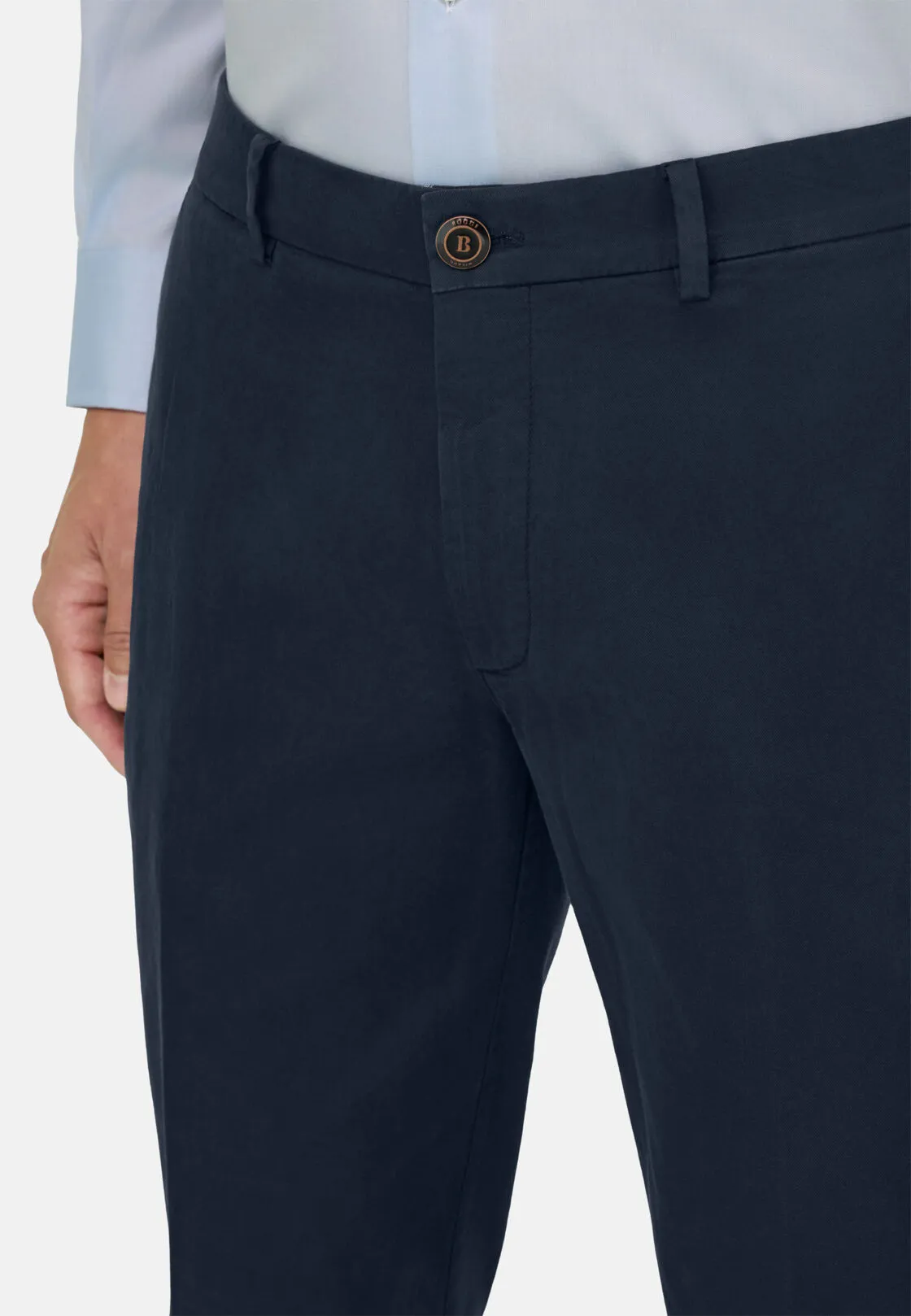 Boggi, Pantaloni In Cotone Elasticizzato, Uomo, Navy, Taglia: 34 - immagine 3