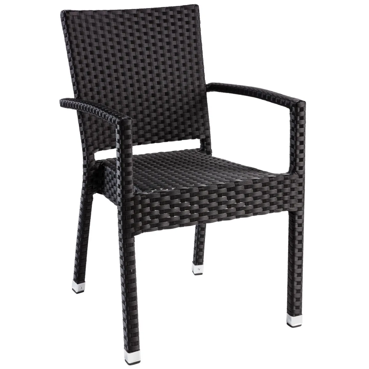 4x PULSIVA Sedia Rattan Smart con braccioli; 57x59x86 cm (LxPxH); nero; 4 pz. / Pacco - immagine 1