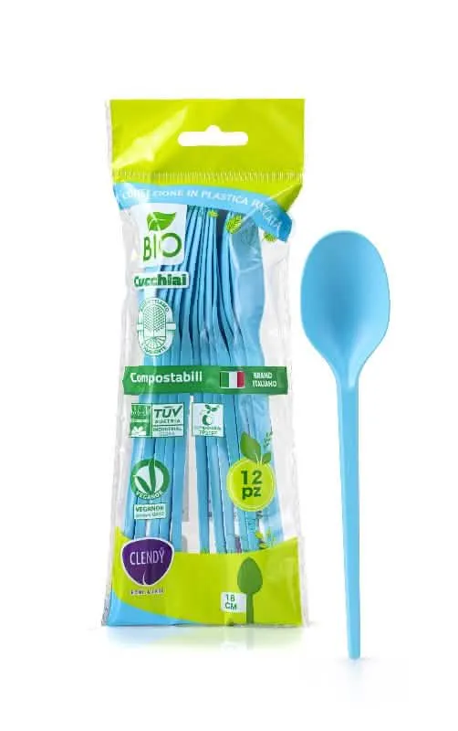 Cucchiai Bio Azzurri Clendy - Set da 12 Pezzi - immagine 1