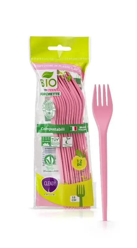 Forchette Bio Clendy 12 Pezzi Rosa per la Casa - immagine 1
