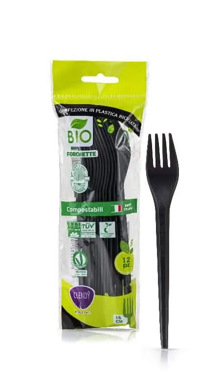 Forchette Bio Clendy Nere - Confezione da 12 Pezzi - immagine 1