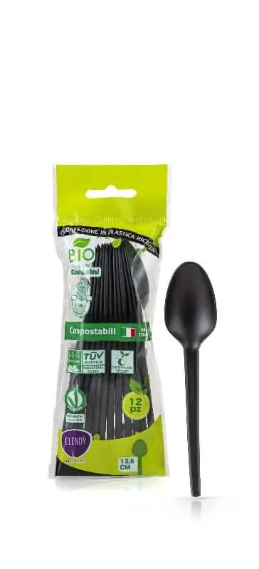 Cucchiaini Bio Neri Clendy - Set da 12 Pezzi per la Casa - immagine 1