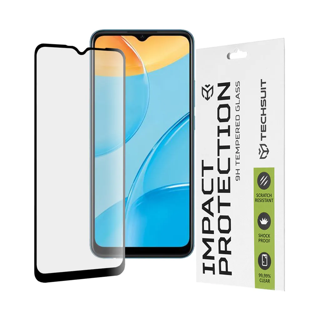 Pellicola Protettiva per Schermo Techsuit per Oppo A16s / A54s / A16 / A15s / A15, Vetro Temperato, Full Glue, 111D, Nero - immagine 1