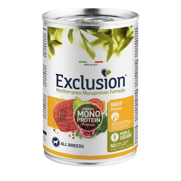 Exclusion Mediterraneo Adult All Breed 400 gr Manzo - Umido monoproteico cane - immagine 1