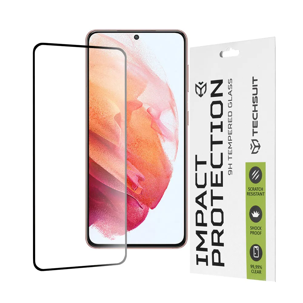 Pellicola protettiva per schermo Techsuit per Samsung Galaxy S21 5G G991, Vetro temperato, Full Glue, 111D, Nero - immagine 1