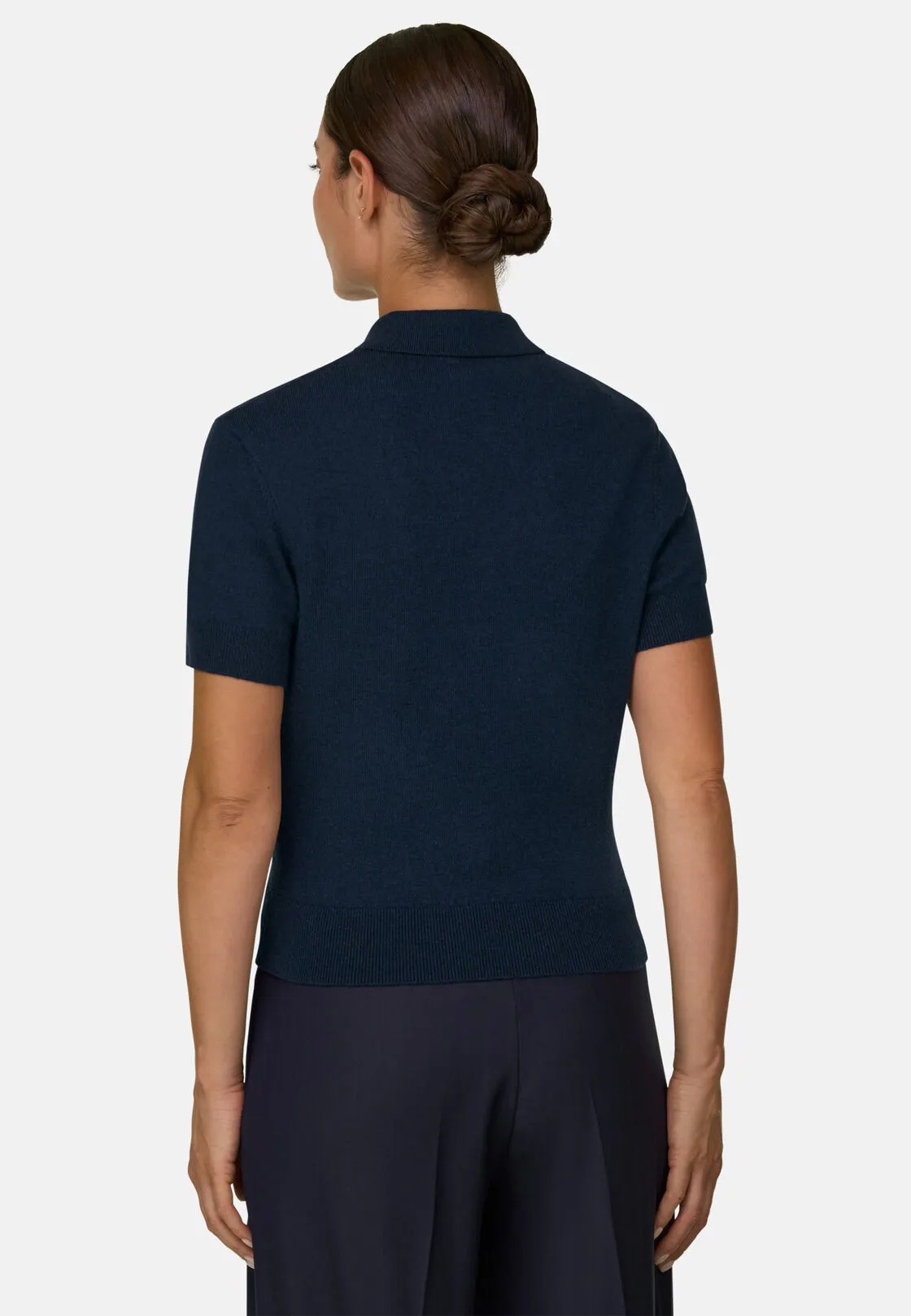 Boggi, Polo In Maglia In Lane Cashmere, Donna, NAVY SCURO, Taglia: L - immagine 4