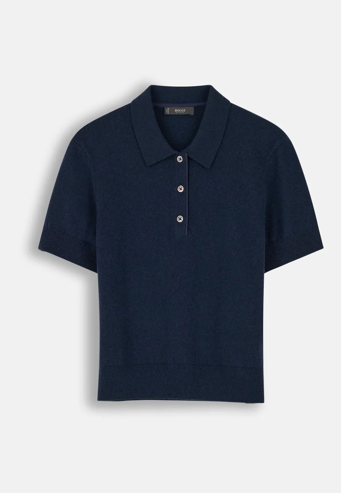 Boggi, Polo In Maglia In Lane Cashmere, Donna, NAVY SCURO, Taglia: XS - immagine 5