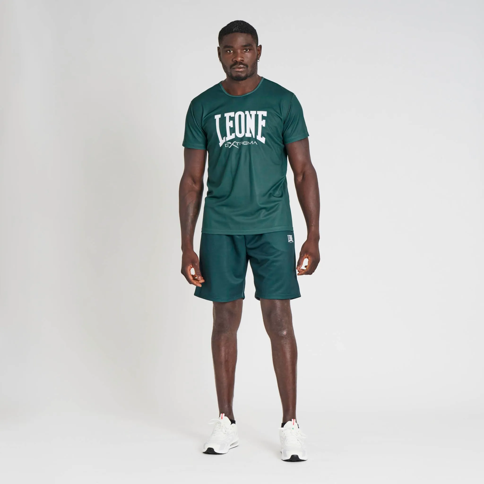 LEONE 1947 ABX106 T-Shirt Uomo Logo, Maglia Palestra Fitness Training Bodybuilding, 100% Poliestere Polymesh, Verde Petrolio, Taglia S - immagine 3
