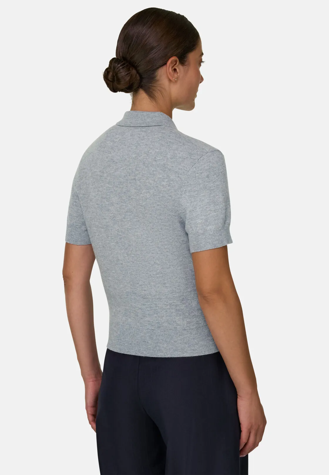 Boggi, Polo In Maglia In Lane Cashmere, Donna, Grigio, Taglia: M - immagine 4