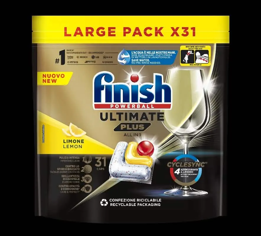 Finish Tabs Ultimate Plus 31 Pezzi Limone - Potere Pulente per la Casa - immagine 1