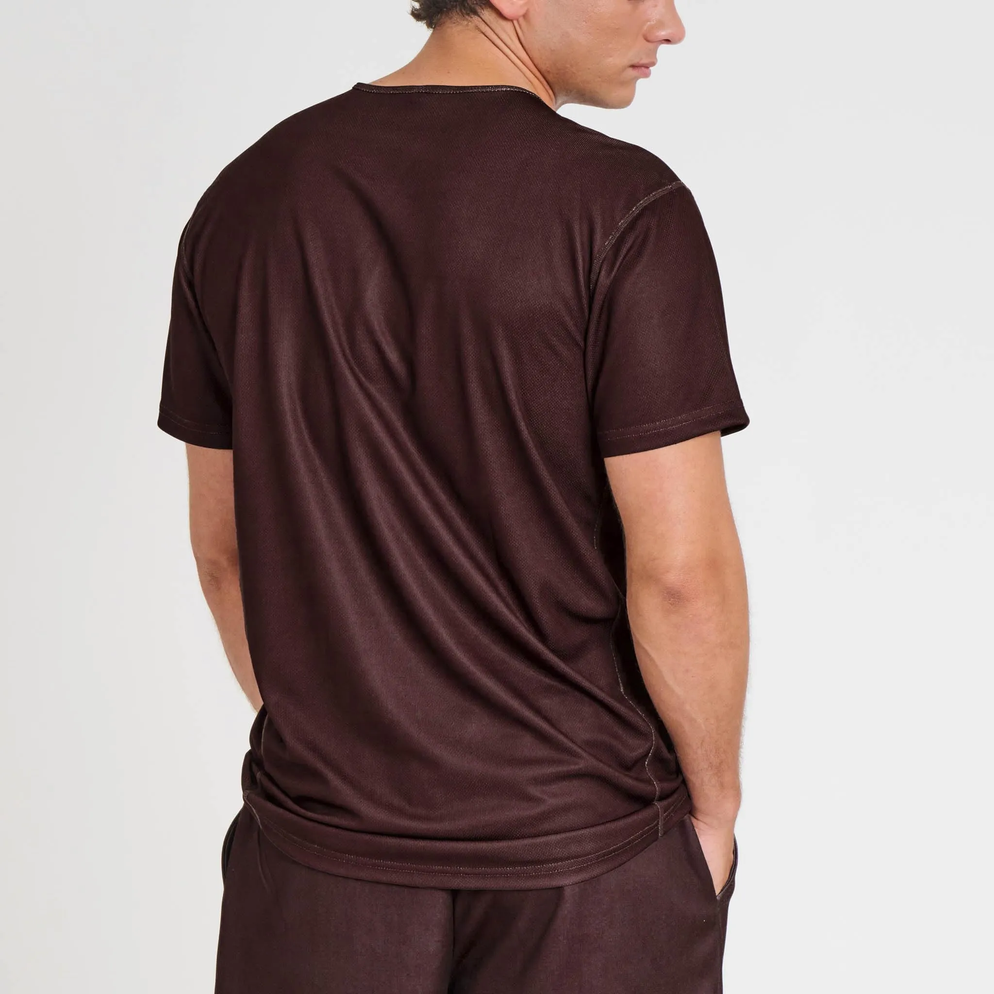 LEONE 1947 ABX106 T-Shirt Uomo Logo, Maglia Palestra Fitness Training Bodybuilding, 100% Poliestere Polymesh, Cacao, Taglia S - immagine 2