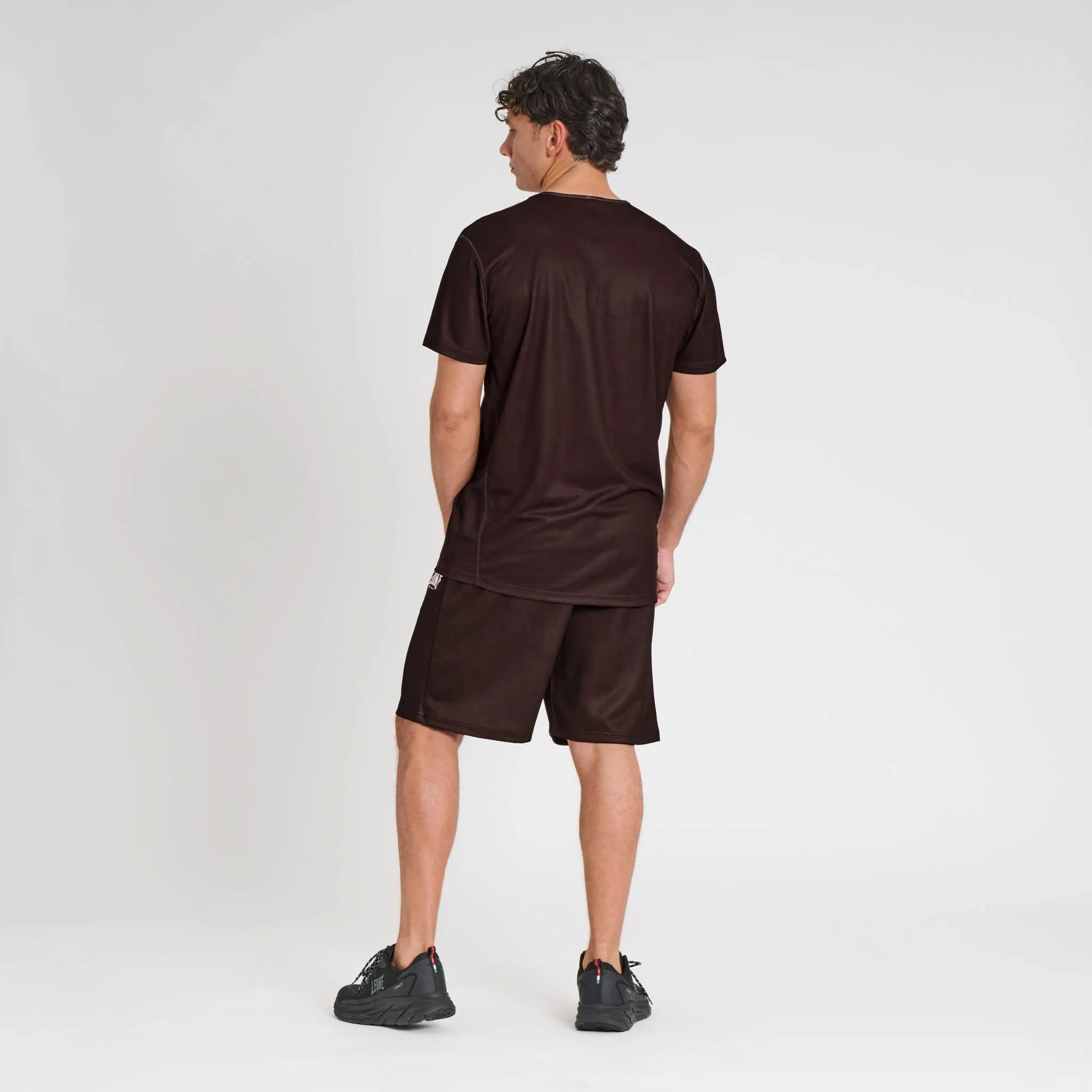 LEONE 1947 ABX106 T-Shirt Uomo Logo, Maglia Palestra Fitness Training Bodybuilding, 100% Poliestere Polymesh, Cacao, Taglia XL - immagine 4