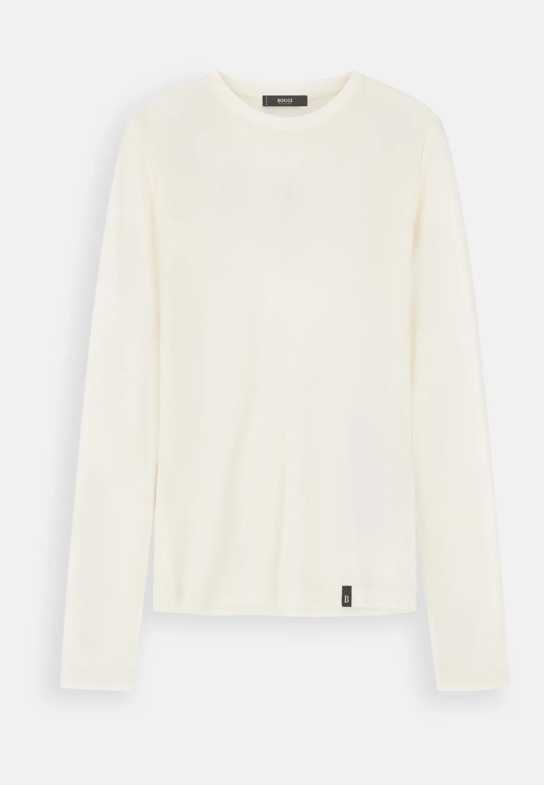 Boggi, T-shirt In Costa Misto Lana, Donna, Bianco, Taglia: XS - immagine 5