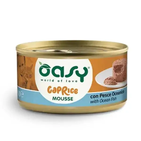 Oasy Caprice Cat Adult Mousse Grain Free 85 gr Pesce oceanico - confezione da 18 pezzi - Cibo umido per gatti - immagine 1