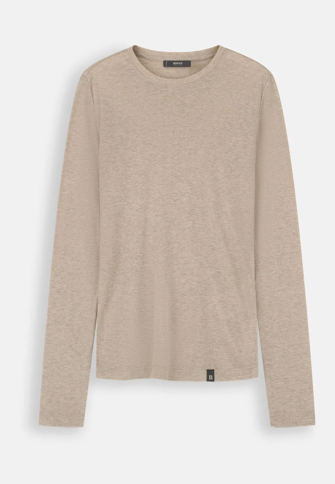 Boggi, T-shirt In Costa Misto Lana, Donna, Beige, Taglia: M - immagine 5
