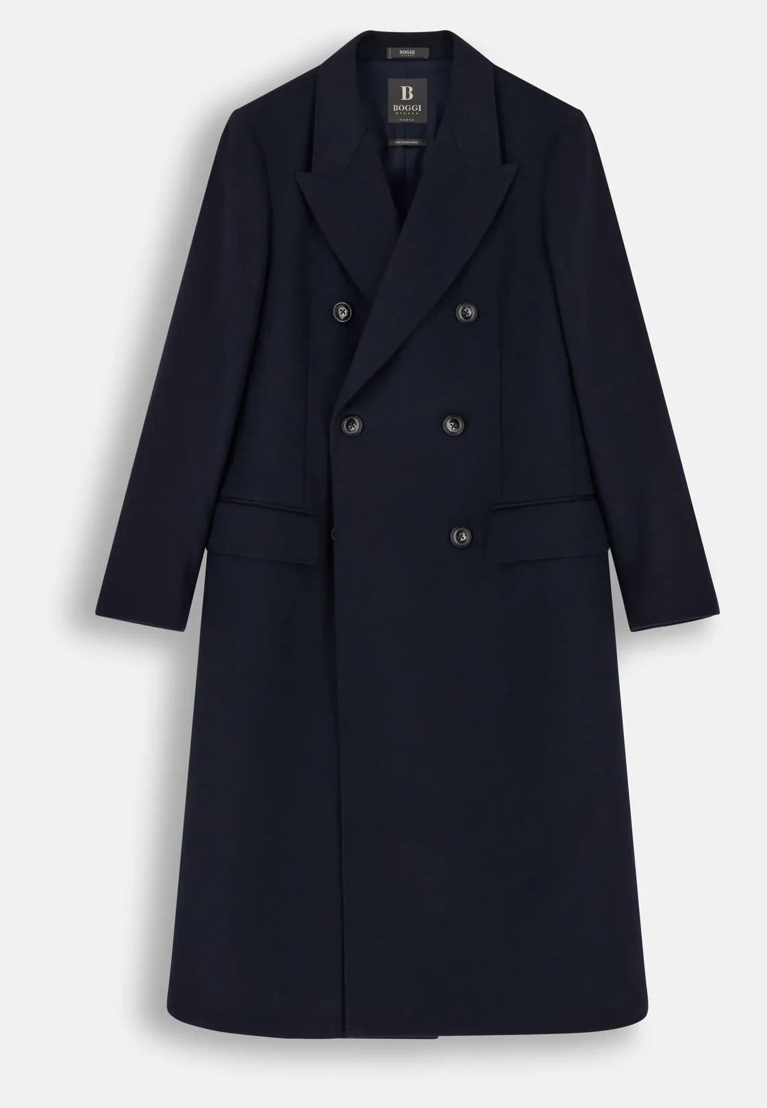 Boggi, Cappotto In Puro Cashmere Doppio Petto, Donna, Navy, Taglia: L - immagine 5