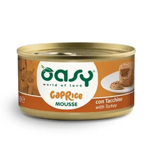 Oasy Caprice Cat Adult Mousse Grain Free 85 gr Tacchino - confezione da 18 pezzi - Cibo umido per gatti - immagine 1