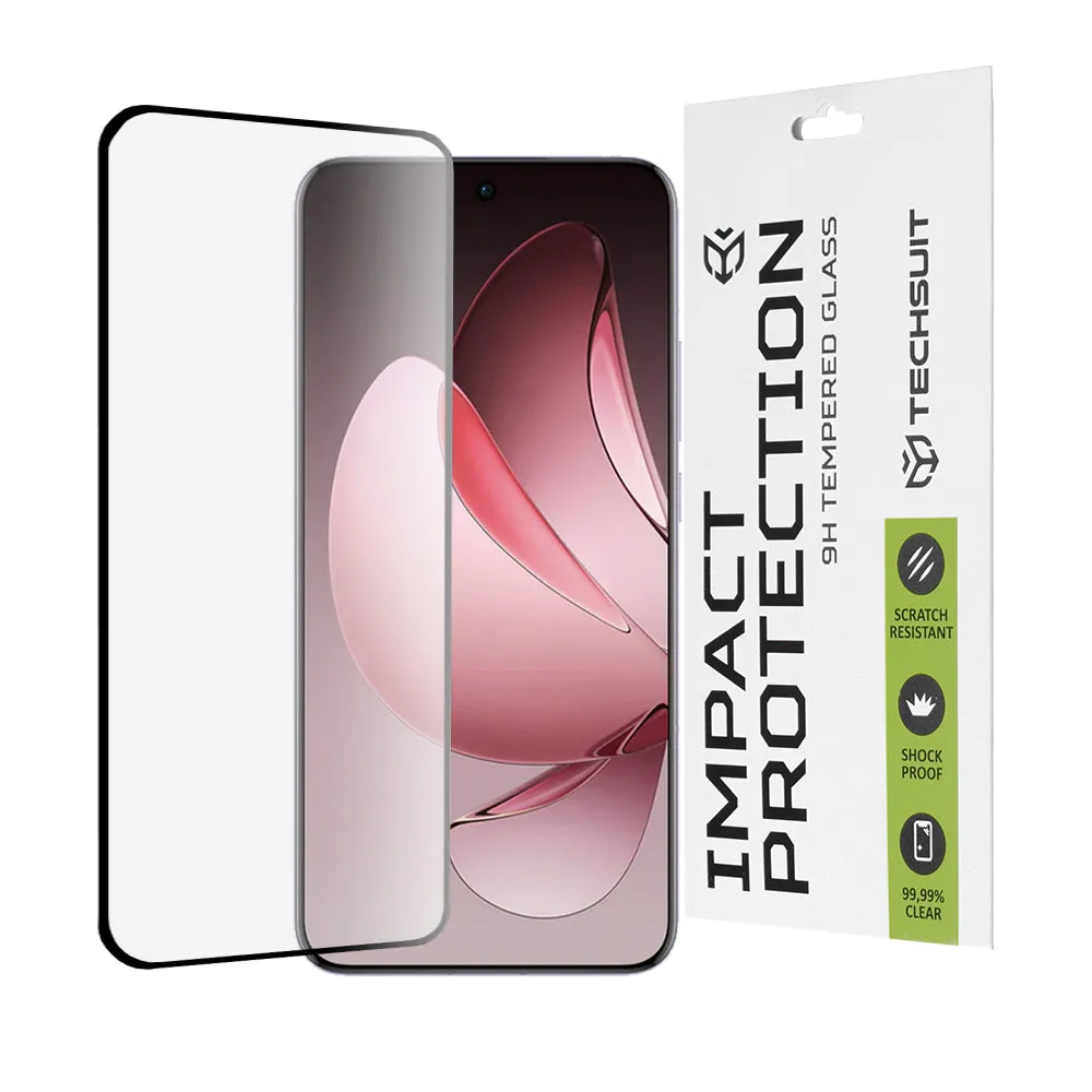 Pellicola Protettiva per Schermo Techsuit per Oppo Reno13 Pro, Vetro Temperato, Full Glue, 111D, Nero - immagine 1