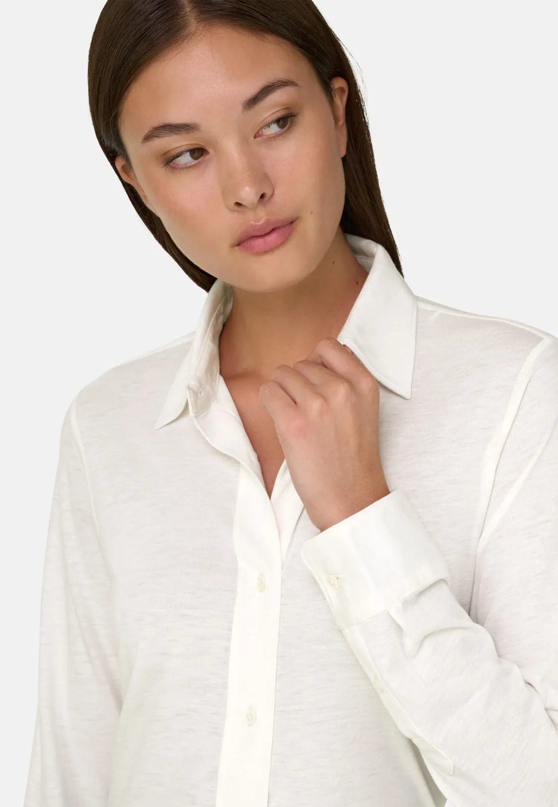 Boggi, Polo Camicia In Jersey, Donna, Bianco, Taglia: S - immagine 3