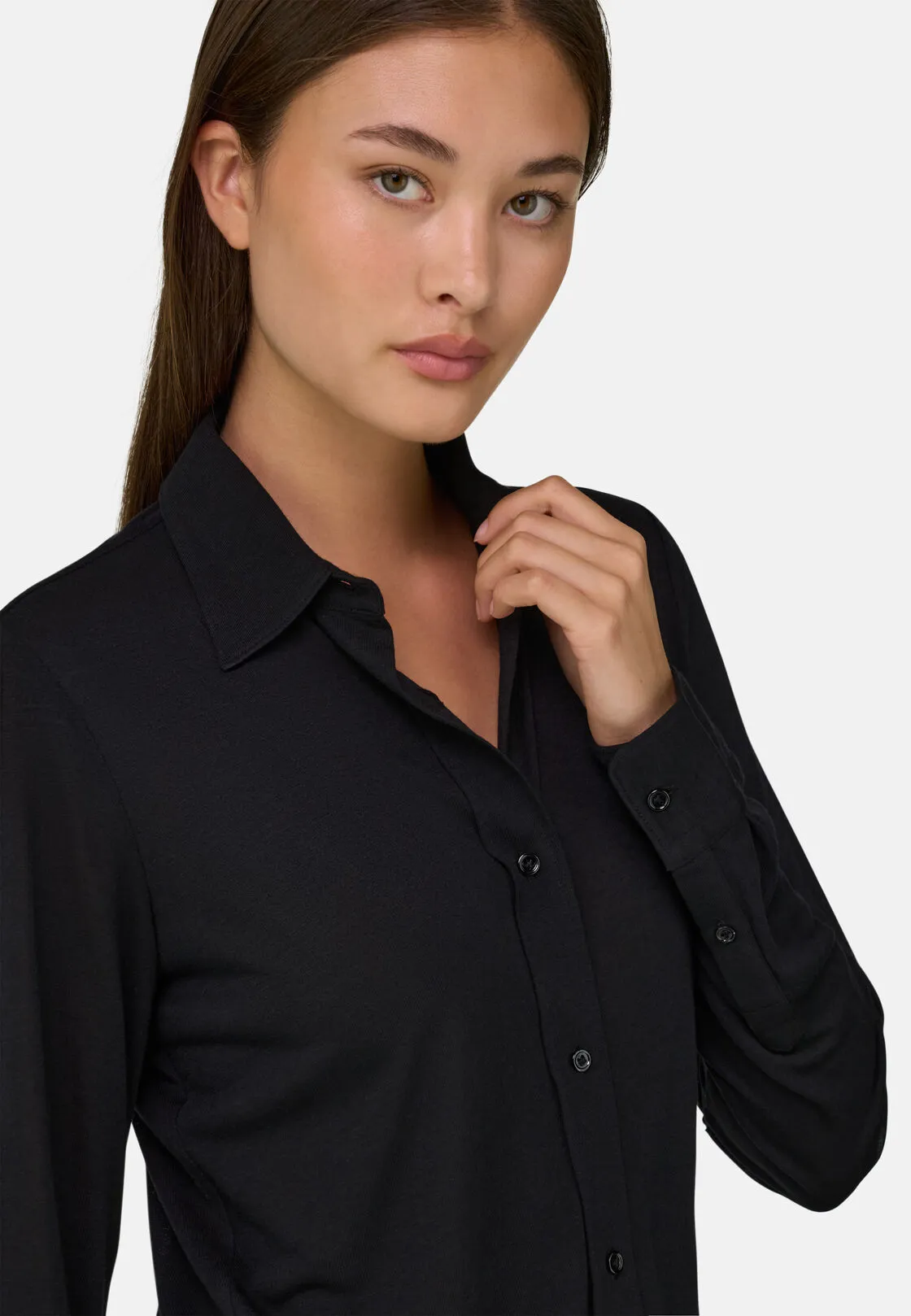 Boggi, Polo Camicia In Jersey, Donna, Nero, Taglia: M - immagine 3