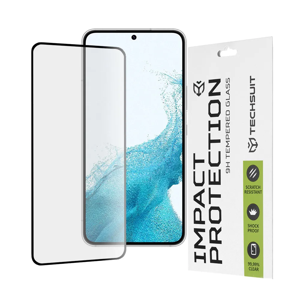 Pellicola protettiva per schermo Techsuit per Samsung Galaxy S23 S911 / S22 5G S901, Vetro temperato, Full Glue, 111D, Nero - immagine 1