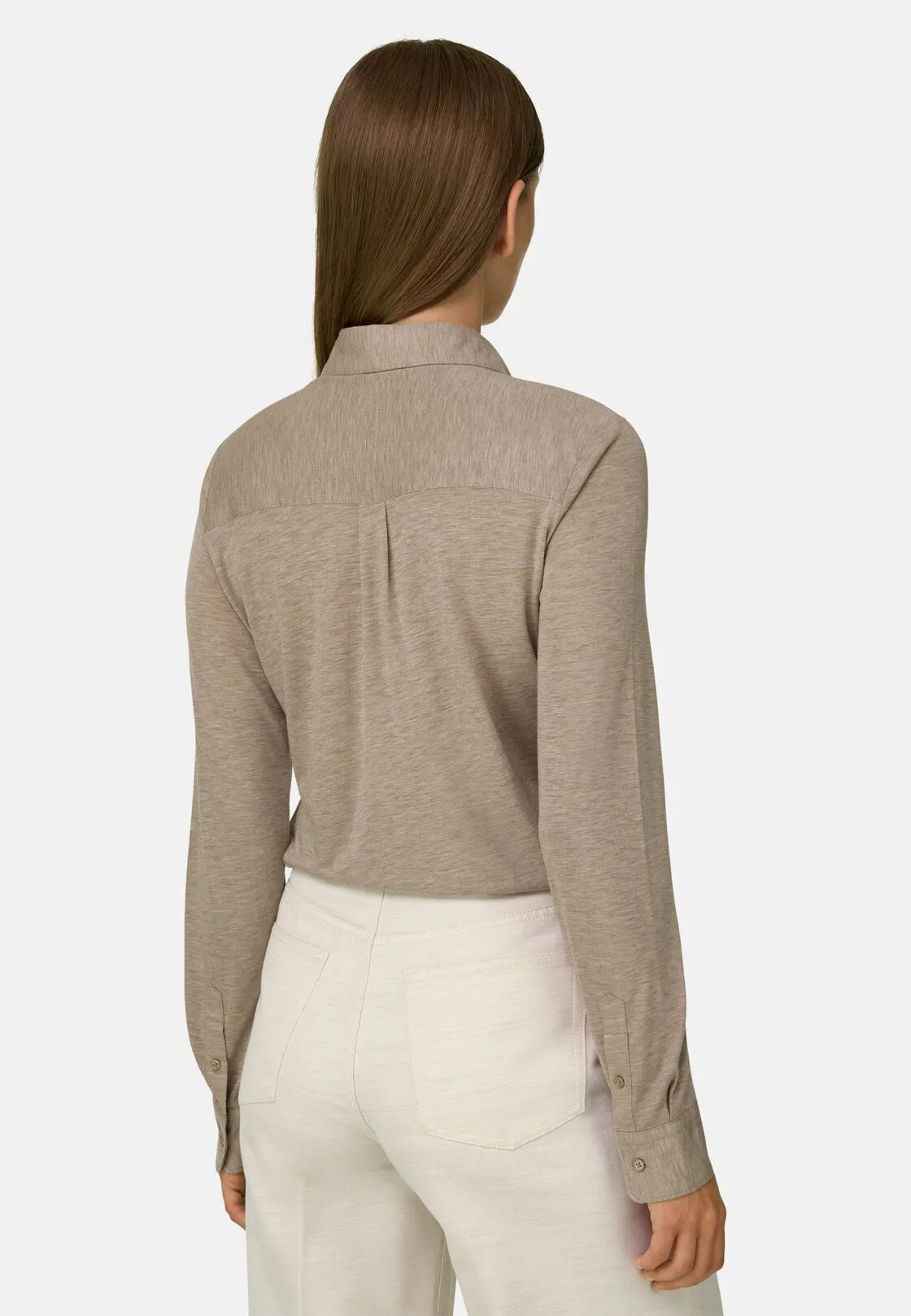 Boggi, Polo Camicia In Jersey, Donna, Taupe, Taglia: L - immagine 4