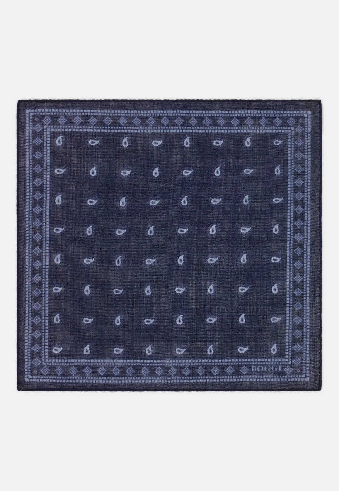 Boggi, Pochette Stampa Micro Paisley In Lana, Uomo, Navy - immagine 2