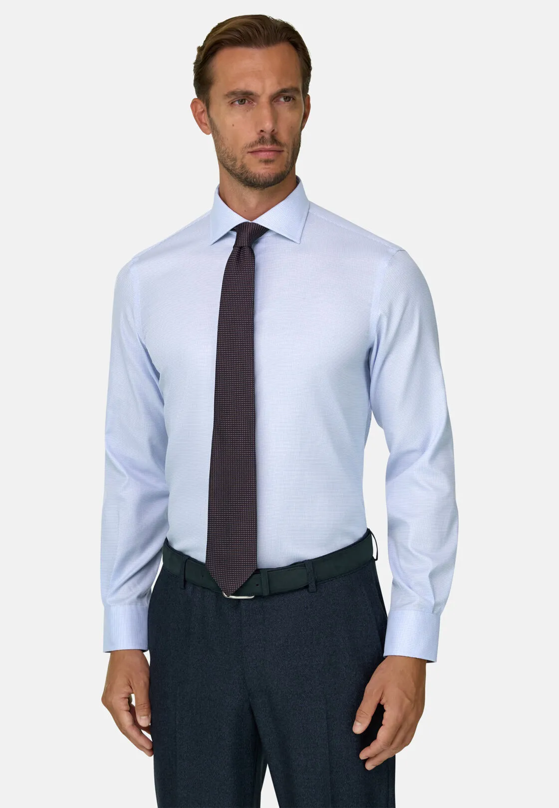 Boggi, Camicia In Dobby In Cotone Non-iron Slim Fit, Uomo, Azzurro, Taglia: 39 - immagine 1