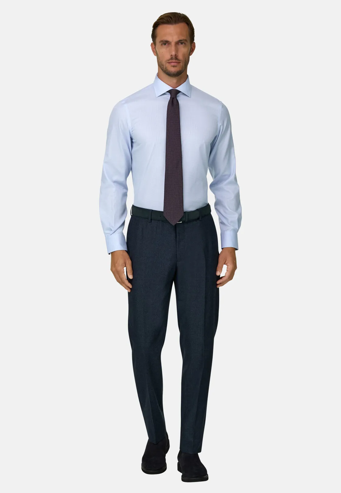 Boggi, Camicia In Dobby In Cotone Non-iron Slim Fit, Uomo, Azzurro, Taglia: 39 - immagine 2