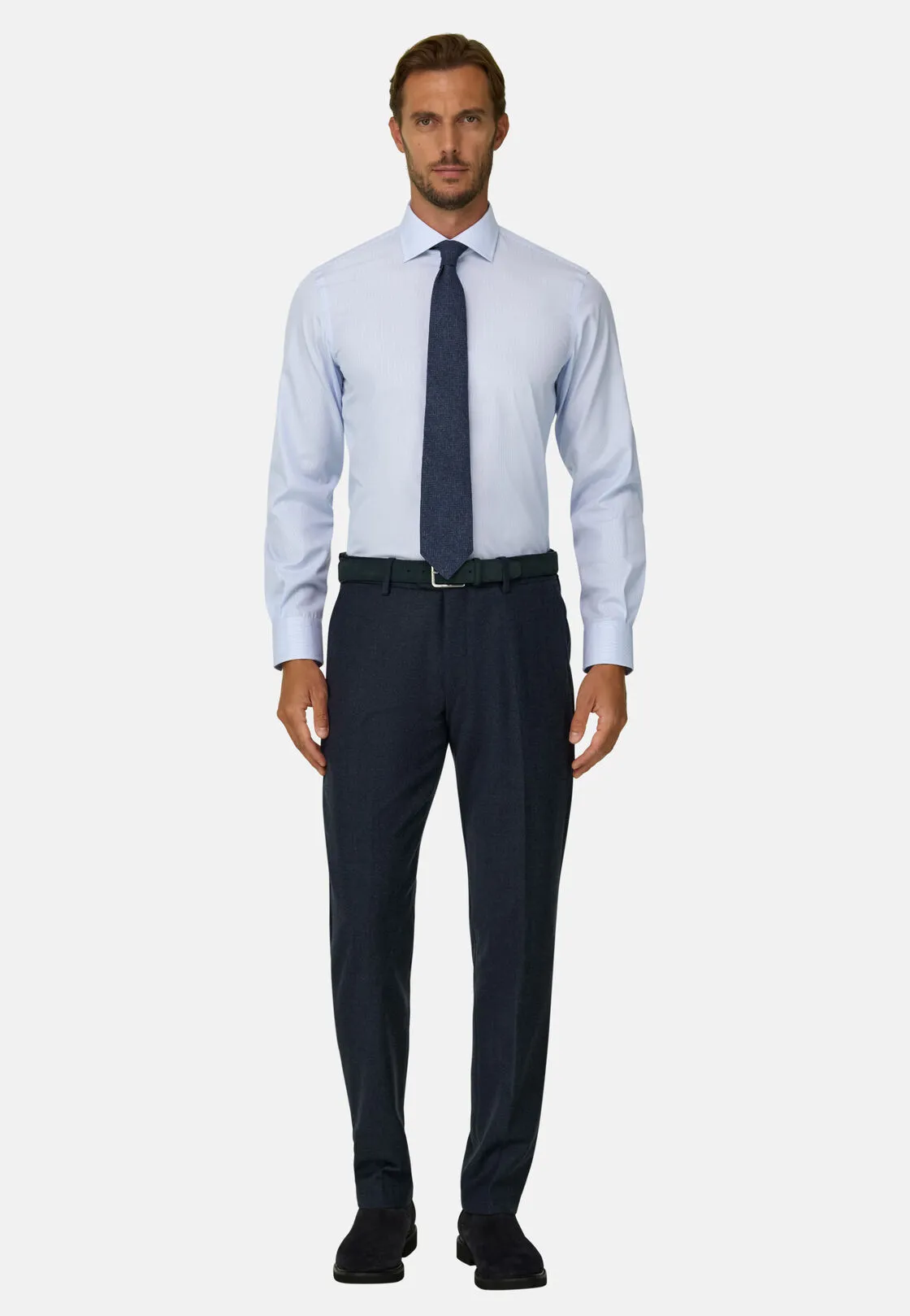Boggi, Camicia A Righe In Cotone Non-iron Slim Fit, Uomo, Azzurro, Taglia: 37 - immagine 2