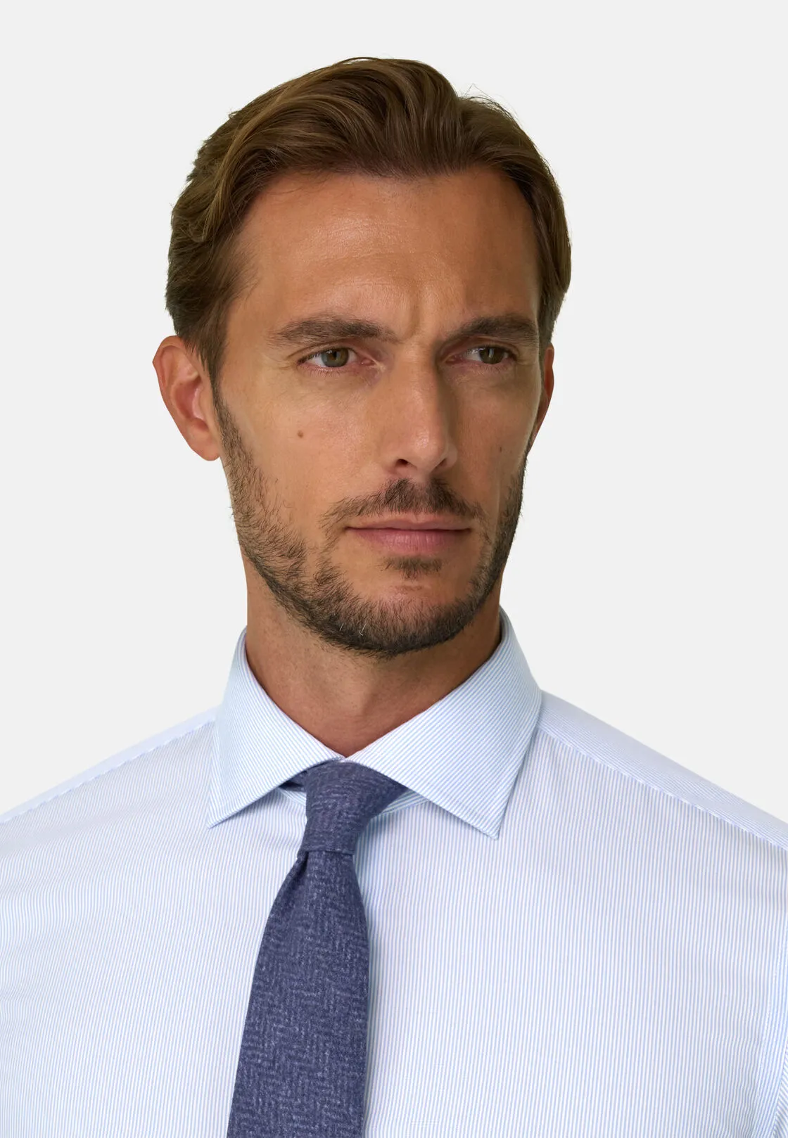 Boggi, Camicia A Righe In Cotone Non-iron Slim Fit, Uomo, Azzurro, Taglia: 37 - immagine 3