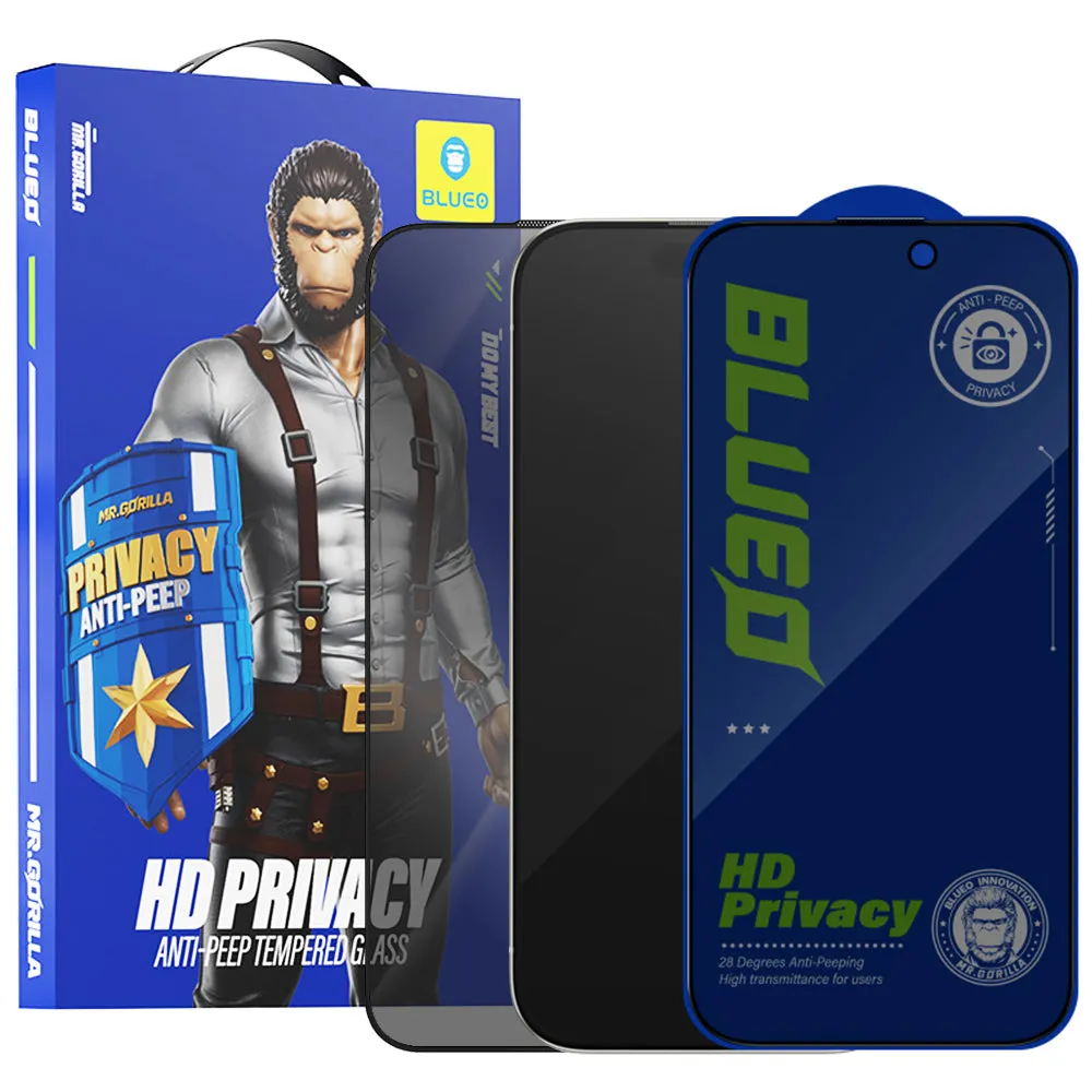 Pellicola protettiva per schermo Privacy Blueo Anti-Peep per Apple iPhone 15 Pro Max, Vetro Temperato, Full Glue - immagine 1