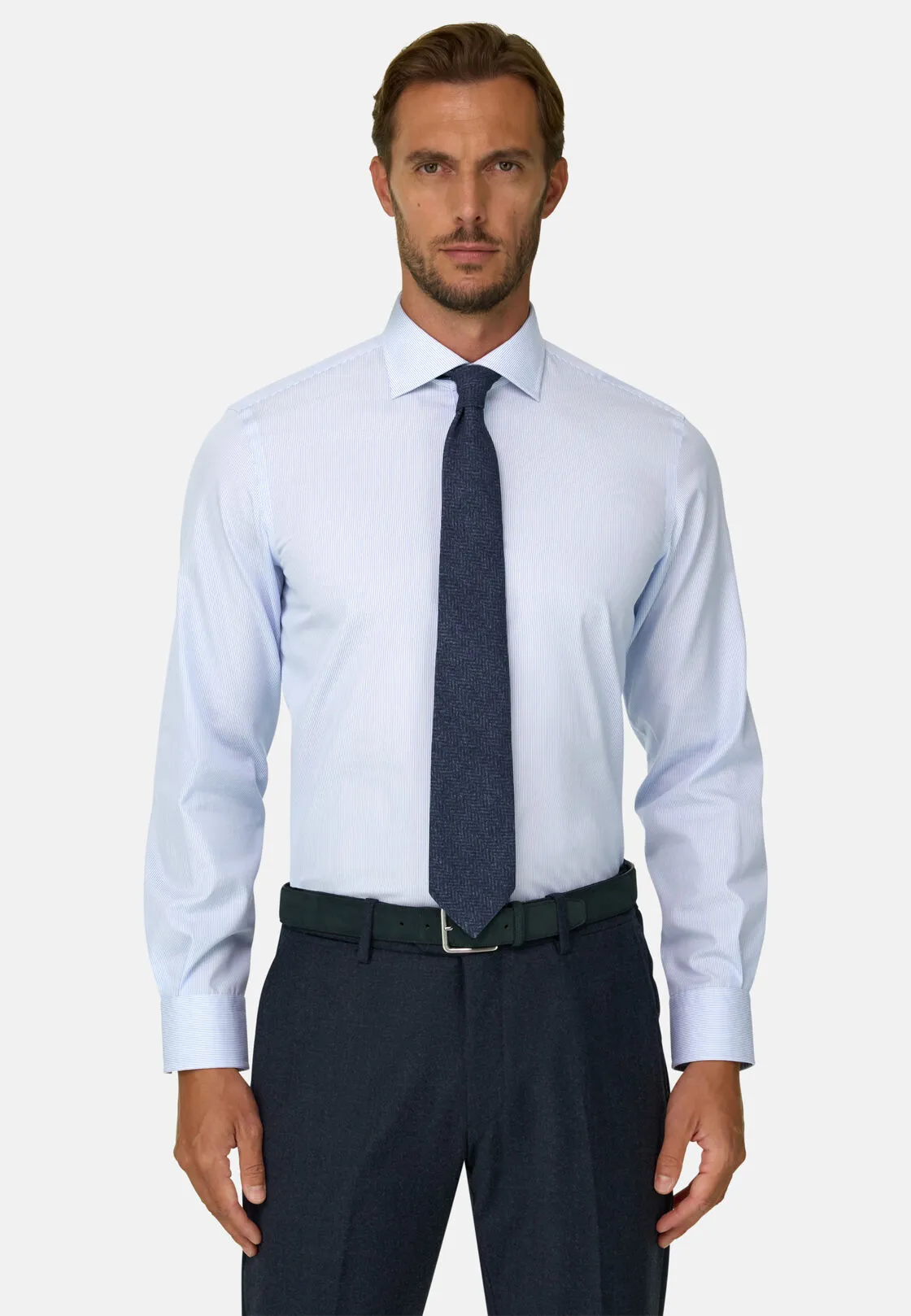 Boggi, Camicia A Righe In Cotone Non-iron Slim Fit, Uomo, Azzurro, Taglia: 40 - immagine 1