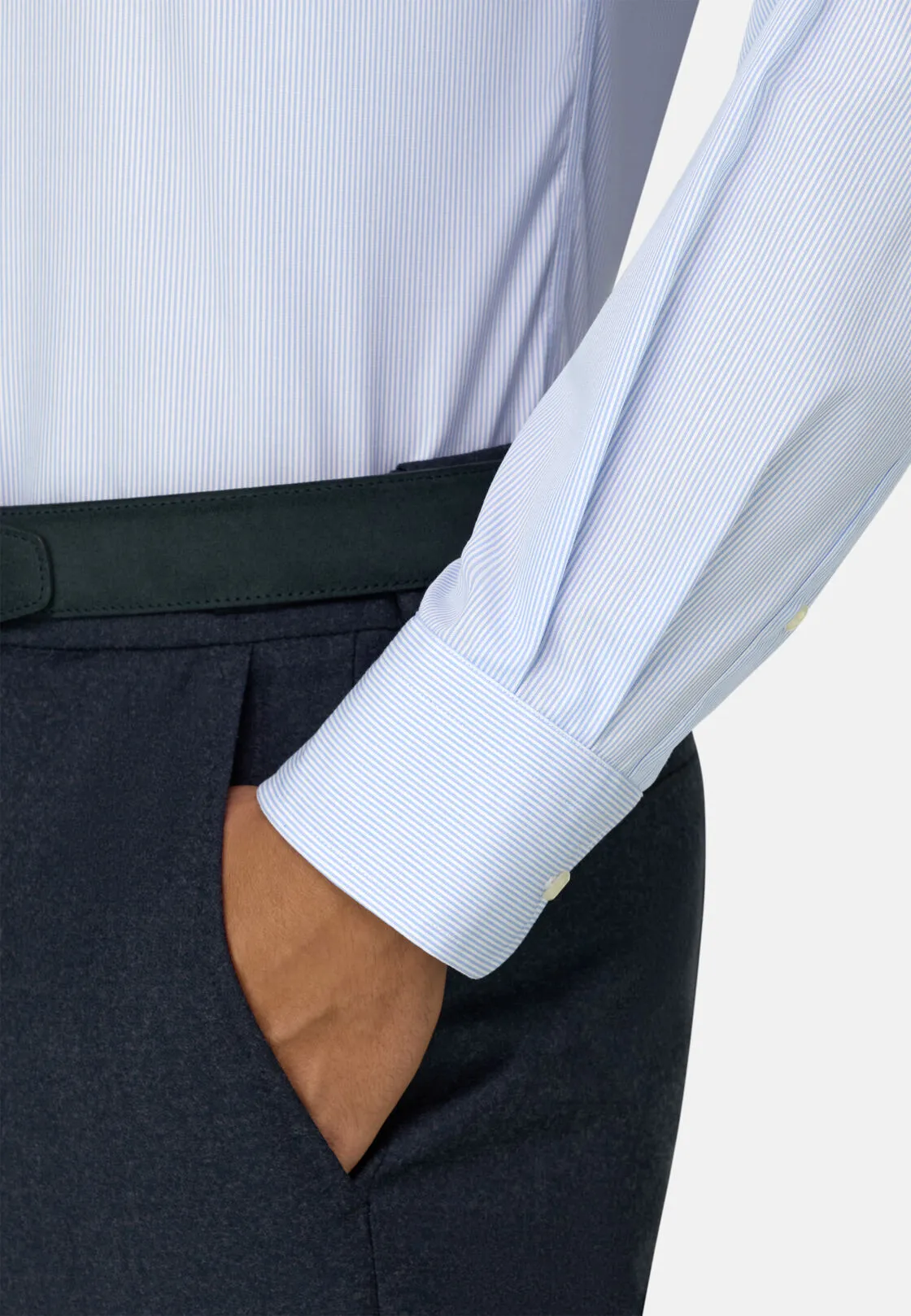 Boggi, Camicia A Righe In Cotone Non-iron Slim Fit, Uomo, Azzurro, Taglia: 40 - immagine 4