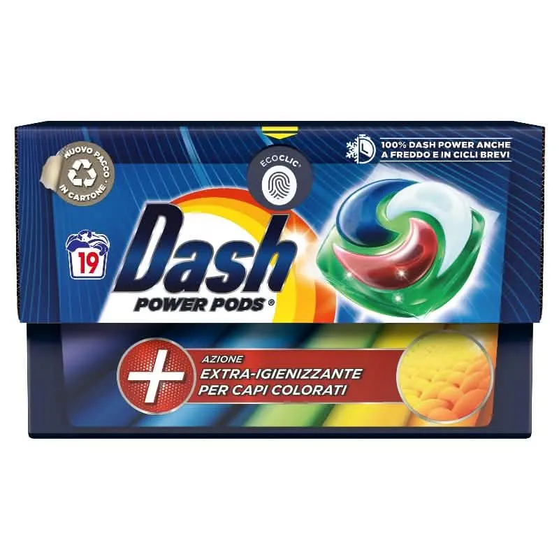 DASH ECODOSI PODS POWER 19 PEZZI - Detergente per Lavatrice Colorati - immagine 1
