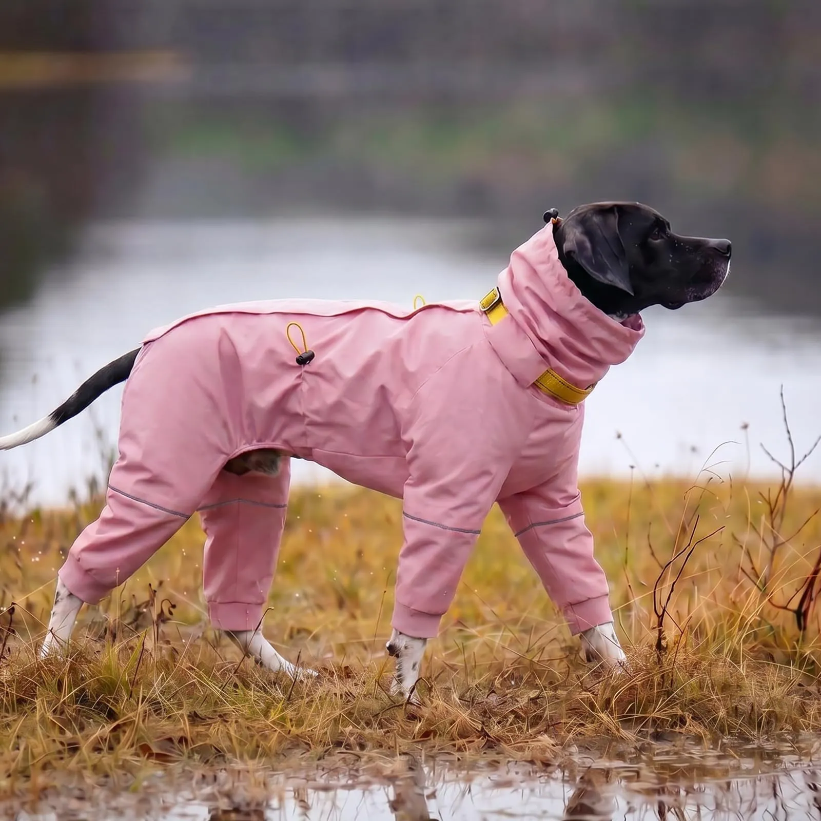 Kuoser Giacca impermeabile per cani con cappuccio e anello in D durevole - immagine 8