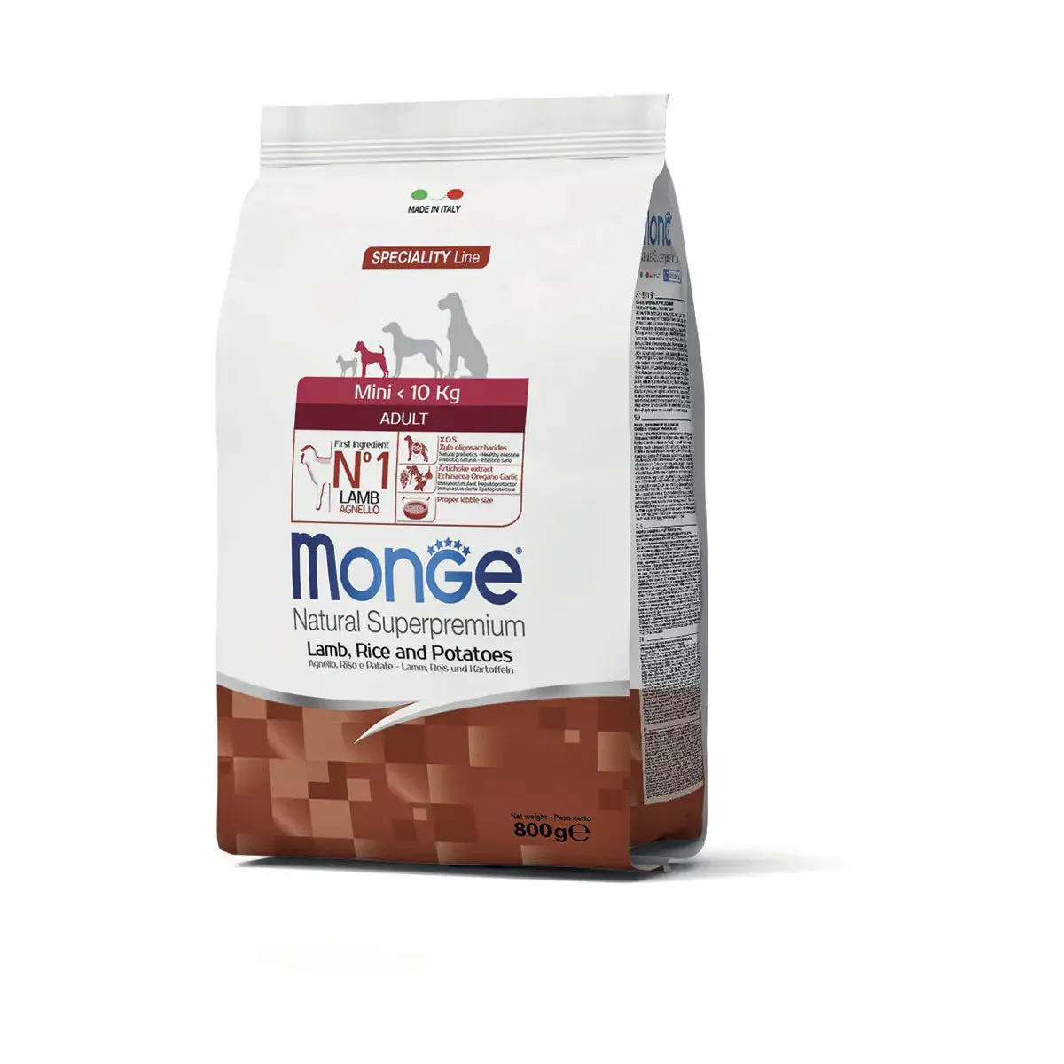 Monge Natural Superpremium Mini Adult Monoprotein Agnello con Riso e Patate 800 gr - Crocchette monoproteiche cane - immagine 1