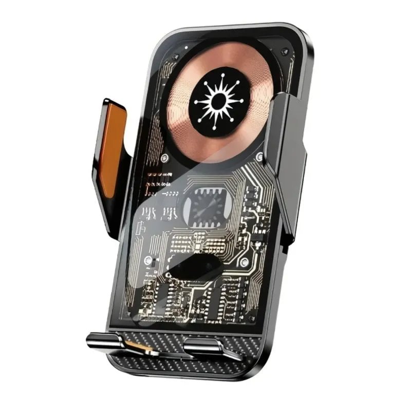 Caricatore auto Klack supporto wireless sensore apertura rotazione 360° nero - immagine 1