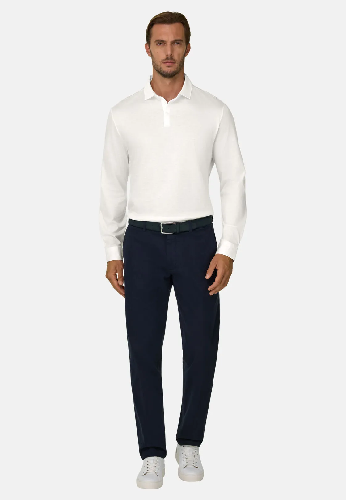 Boggi, Polo In Jersey Di Cotone Pima Regular Fit Manica Lunga, Uomo, Bianco, Taglia: XXL - immagine 2